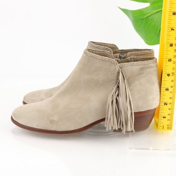 Sam Edelman Womens Paige Boot Size 7 Tan Suede Fringe Comfy Bootie Block Heel - Picture 6 of 12